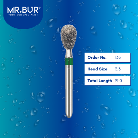 Mr. Bur 808L pear diamond bur 135 are tools used in many dental procedures. ISO 806 314 234 534 033 FG, Their pear heads are ideal for for different purposes, including removing decayed material, shaping and refining dental restorations, polishing and smoothing dental surfaces.