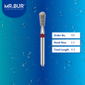  Mr. Bur 131F Fine Grit Pre-Polishing Pear Diamond Bur 809 FG are tools used in various dental procedures. ISO 806 314 237 534 016, their pear design is ideal for prophylaxis, use on fillings, cavity preparation, and occlusal reduction.