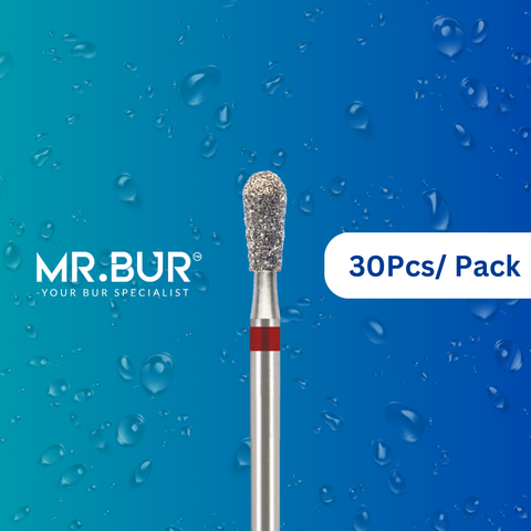 Enhance precision with Mr. Bur's 30 pcs Fine Grit Pre-Polishing Pear Diamond Bur FG. Ideal for prophylaxis, fillings, cavity preparation, and occlusal reduction.