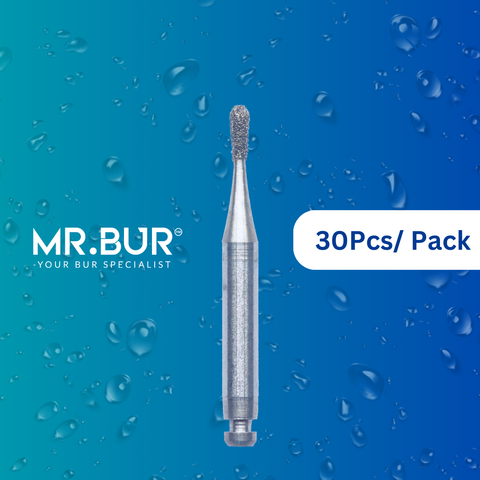 Mr. Bur's 30 pcs Contra Angle Pear Diamond Bur RA is perfect for anterior/posterior teeth, cavity and crown prep, lingual reduction, open access, prophylaxis, and trimming.