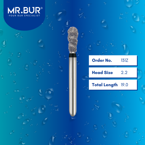 Mr. Bur 131Z Spiral Cool Cut Super Coarse Pear Diamond Bur FG are tools used in multiple dental procedures, ideal for prophylaxis, use on fillings, crown cutting, cavity preparation, occlusal reduction, removal of old fillings, and are suitable for pediatric use.