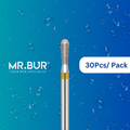 Enhance dental care with Mr. Bur 30 pcs Super Fine Finishing Pear Diamond Bur FG for restorative, prosthodontics, composite polishing, and occlusal incisor reduction, achieve precision and shine.