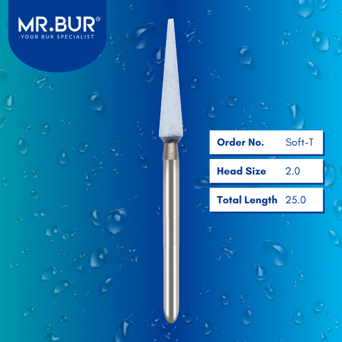 Mr. Bur SOFT-T Soft Tissue Trimming Bur FG is a high-efficiency tool designed to minimize bleeding and discomfort during gingivectomy, gum procedures, and soft tissue trimming, promoting faster healing and maintaining sharpness for extended use.