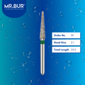 Mr. Bur 859 pointed cone diamond bur 59 are tools used in multiple dental procedures. ISO 806 314 166 534 021 FG, Their pointed needle heads are ideal for crown preparation, proximal axial reduction, and interproximal 