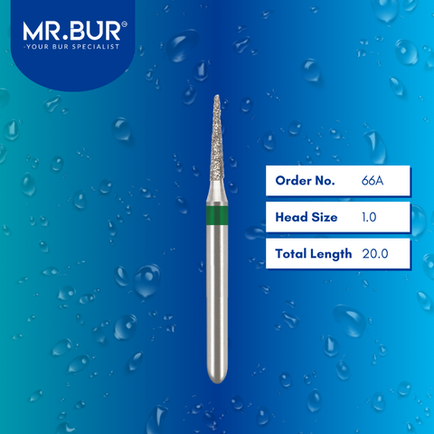 Mr. Bur 898 pointed cone diamond bur 66A are tools used in multiple dental procedures. ISO 806 314 164 534 010 FG, Their pointed needle heads are ideal for crown preparation, proximal axial reduction, and interproximal 