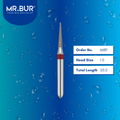 Mr. Bur 66BF Fine Grit Pre-Polishing Pointed Cone Diamond Bur FG are tools used in multiple dental procedures. Their pointed cone heads are ideal for effective prophylaxis, interproximal work, crown preparation, model fabrication, model casting technique, crown and bridge technique, and veneer and ceramic technique.