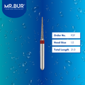 Mr. Bur 92F Fine Grit Pre-Polishing Pointed Cone Diamond Bur FG are tools used in multiple dental procedures. Their pointed cone heads are ideal for effective prophylaxis, interproximal work, crown preparation, model fabrication, model casting technique, crown and bridge technique, and veneer and ceramic technique.