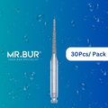 Mr. Bur's 30 pcs Contra Angle Pointed Cone Diamond Bur RA is ideal for crown & bridge techniques, crown prep, interproximal, model casting, prophylaxis, trimming, and veneer techniques.