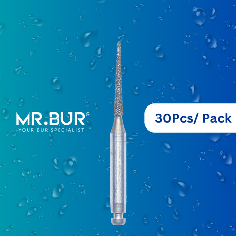 Mr. Bur's 30 pcs Contra Angle Pointed Cone Diamond Bur RA is ideal for crown & bridge techniques, crown prep, interproximal, model casting, prophylaxis, trimming, and veneer techniques.