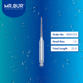 Mr. Bur R859/012 Contra Angle Pointed Cone Diamond Bur RA are tools used in multiple dental procedures, ideal for crown and bridge technique, crown preparation, interproximal work, model casting and fabrication, prophylaxis, proximal axial reduction, trimming, and veneer and ceramic technique.