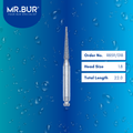 Mr. Bur R859/018 Contra Angle Pointed Cone Diamond Bur RA are tools used in multiple dental procedures, ideal for crown and bridge technique, crown preparation, interproximal work, model casting and fabrication, prophylaxis, proximal axial reduction, trimming, and veneer and ceramic technique.