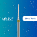 Optimize dental care with Mr. Bur 5 pcs Super Fine Finishing Pointed Cone Diamond Bur FG for prophylaxis, crown prep, model fabrication, casting, interproximal reduction, and veneer techniques.