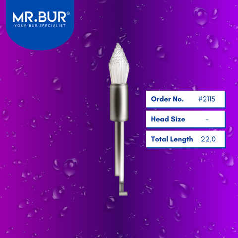 Mr. Bur #2115 Polisher Cup and Brushes, made from rubber and nylon, are ideal for restorative, orthodontic, periodontal, and prosthodontic procedures, use after scaling, on fillings, veneer preparation, composite polishing, enamel surface polishing, and are suitable for pediatric use.