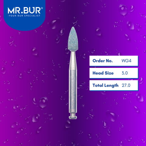 Mr. Bur WG4 Green Stone Polisher RA is ideal for composite polishing, compoShape bur, debonding, enamel finishing, finishing bur, and PFM finishing.