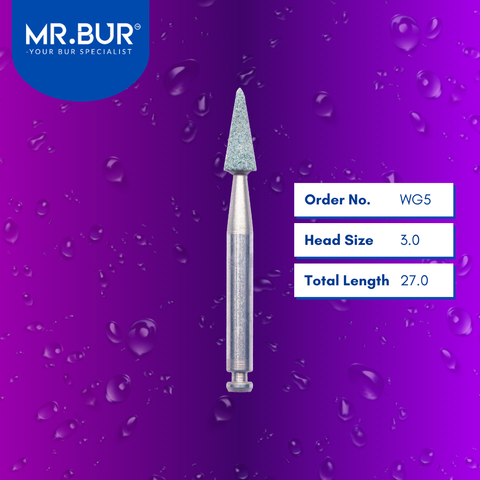 Mr. Bur WG5 Green Stone Polisher RA is ideal for composite polishing, compoShape bur, debonding, enamel finishing, finishing bur, and PFM finishing.