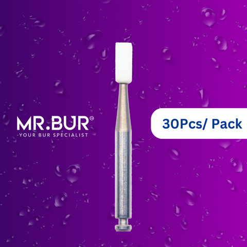 Mr. Bur's 30pcs White Stone RA Polisher is ideal for composite polishing, Compo Shape bur, debonding, enamel finishing, finishing bur, and PFM finishing.