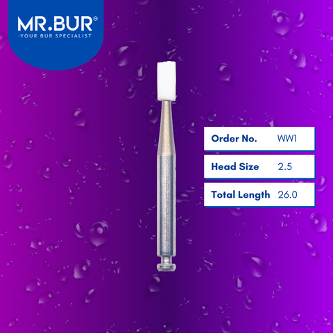 Mr. Bur WW1 White Stone RA is ideal for composite polishing, compoShape bur, debonding, enamel finishing, finishing bur, and PFM finishing.