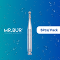 Mr. Bur's 5 pcs Contra Angle Round Collar Diamond Bur RA is perfect for prophylaxis, open access, orthodontics, oral surgery, cavity and crown prep, fillings, and implantology.