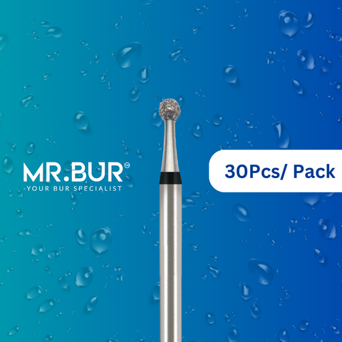 Mr. Bur's 30 pcs Spiral Cool Cut Round Ball Super Coarse Diamond Bur FG is ideal for prophylaxis, open access, orthodontics, implantology, fillings, cavity and crown prep, and oral surgery.