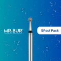 Mr. Bur's 5 pcs Spiral Cool Cut Round Ball Super Coarse Diamond Bur FG is ideal for prophylaxis, open access, orthodontics, implantology, fillings, cavity and crown prep, and oral surgery.