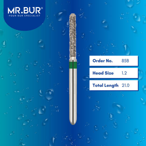 Mr. Bur 881 round end cylinder diamond bur 85B are tools used in many dental procedures. ISO 806 314 141 534 012 FG, Their round end cylinder heads are ideal for for different purposes, including removal of amalgam restorations, creating space and contours for crown placement and cavity preparations. 