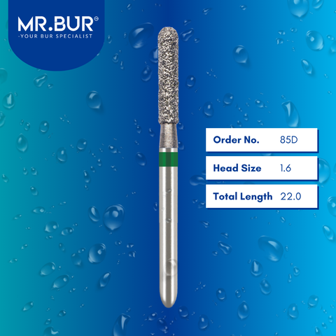 Mr. Bur 881 round end cylinder diamond bur 85D are tools used in many dental procedures. ISO 806 314 141 534 016 FG, Their round end cylinder heads are ideal for for different purposes, including removal of amalgam restorations, creating space and contours for crown placement and cavity preparations. 