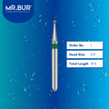 Mr. Bur 801 Round diamond bur 1 are tools used in many dental procedures. ISO 806 314 534 009 FG, Their round heads are ideal for excavating tissue during cavity preparation, opening teeth for endodontic treatment, general cleaning of tooth structure from caries, and selective grinding.