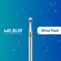 Enhance dental care with Mr. Bur 5 pcs Super Fine Finishing Round Diamond Bur FG for prophylaxis, open access, orthodontics, oral surgery, implantology, fillings, crown, and cavity preparation.