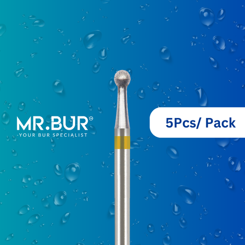 Enhance dental care with Mr. Bur 5 pcs Super Fine Finishing Round Diamond Bur FG for prophylaxis, open access, orthodontics, oral surgery, implantology, fillings, crown, and cavity preparation.