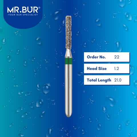 Mr. Bur 837 straight flat end cylinder diamond bur 22 are tools used in many dental procedures. ISO 806 314 110 534 012 FG, Their flat end cylinder heads are ideal for for different purposes, including removal of amalgam restorations, creating space and contours for crown placement and cavity preparations. 