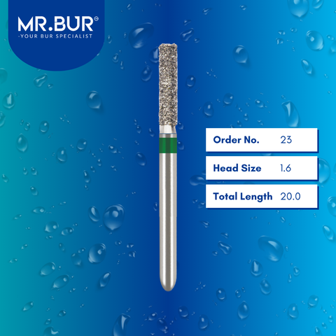 Mr. Bur 837 straight flat end cylinder diamond bur 23 are tools used in many dental procedures. ISO 806 314 110 534 016 FG, Their flat end cylinder heads are ideal for for different purposes, including removal of amalgam restorations, creating space and contours for crown placement and cavity preparations. 