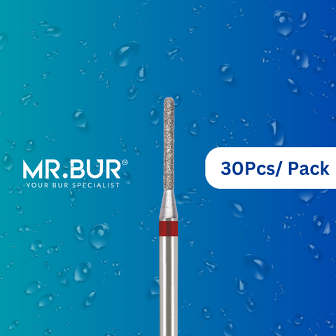 Mr. Bur's 30 pcs Fine Grit Pre-Polishing Straight Round End Diamond Bur FG is ideal for prophylaxis, fillings, cavity prep, chamfer margins, and pediatric cases.