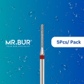 Mr. Bur's 5 pcs Fine Grit Pre-Polishing Straight Round End Diamond Bur FG is ideal for prophylaxis, fillings, cavity prep, chamfer margins, and pediatric cases.