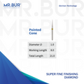Mr Bur super fine pointed cone shape finishing bur use for finishing.
