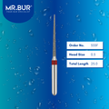 Mr. Bur 555F Fine Grit Pre-Polishing Super Needle Diamond Bur FG are tools used in multiple dental procedures. Their super needle heads are ideal for effective orthodontic treatment, interproximal reduction, and polishing/finishing/high shine.