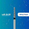 Mr. Bur's 5 pcs Spiral Cool Cut Ogival End Taper Super Coarse Diamond Bur Short FG is perfect for prosthodontics, mini shank, crown cutting and prep, and crowns & bridges.