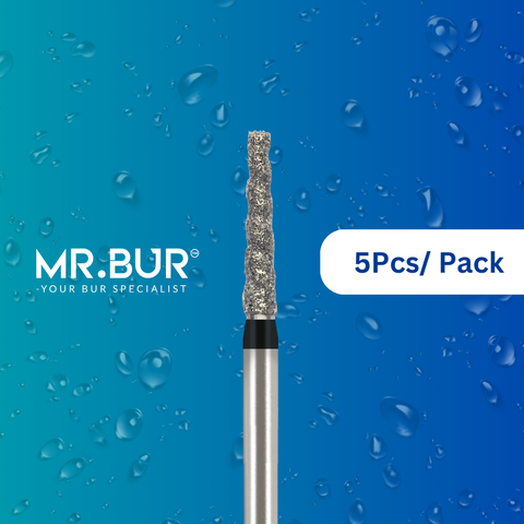 Mr. Bur's 5 pcs Spiral Cool Cut Ogival End Taper Super Coarse Diamond Bur Short FG is perfect for prosthodontics, mini shank, crown cutting and prep, and crowns & bridges.