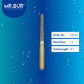 Mr. Bur 227AG Gold Taper Flat End Diamond Bur Short FG are tools used in multiple dental procedures, ideal for anterior and posterior teeth, crown preparation, PFM material, shoulder margin bur, pediatric use, and trimming and preparation.