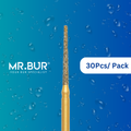 Optimize dental care with Mr. Bur 30pcs Gold Taper Flat End Diamond Bur FG for anterior/posterior teeth, crown prep, PFM material, shoulder margin, and trimming & preparation.