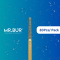 Optimize dental care with Mr. Bur 30pcs Gold Taper Flat End Diamond Bur Short FG for anterior/posterior teeth, crown prep with PFM material, shoulder margin, pediatric use, and trimming.