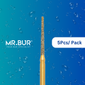 Optimize dental care with Mr. Bur 5pcs Gold Taper Flat End Diamond Bur FG for anterior/posterior teeth, crown prep, PFM material, shoulder margin, and trimming & preparation.