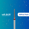 Achieve exceptional results with Mr. Bur's 30 pcs Fine Grit Pre-Polishing Taper Flat End Diamond Bur FG. Ideal for prosthodontics, crown preparation, shoulder margins, polishing, and finishing.