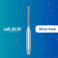 Mr. Bur's 5 pcs Contra Angle Taper Flat End Diamond Bur RA is ideal for anterior and posterior teeth, crown prep, PFM material, shoulder margin prep, and trimming.