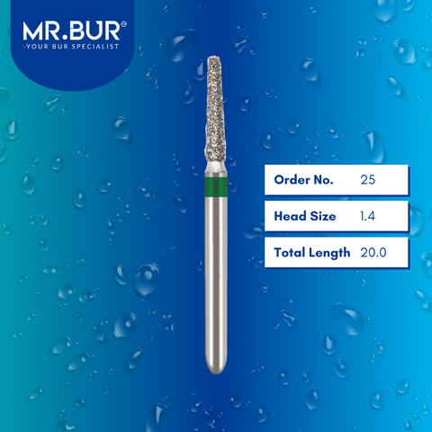 Mr. Bur 846 tapered flat end diamond bur 25 are tools used in multiple dental procedures. ISO 806 314 171 534 014 FG, Their tapered flat end heads are ideal for for effective crown and bridge preparation, shoulder margin preparation, and trimming and preparation for all composite materials. 