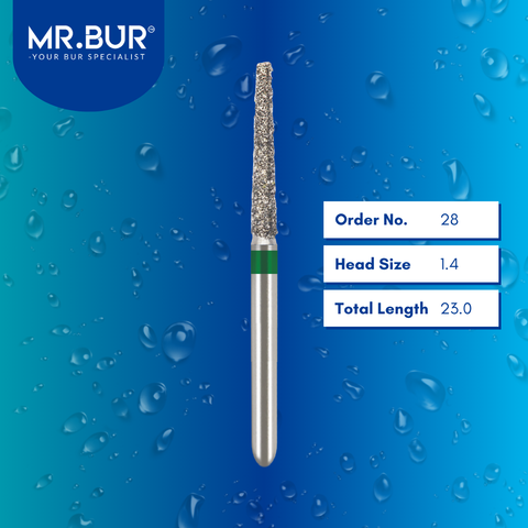 Mr. Bur 848 tapered flat end diamond bur 28 are tools used in multiple dental procedures. ISO 806 314 173 534 014 FG, Their tapered flat end heads are ideal for for effective crown and bridge preparation, shoulder margin preparation, and trimming and preparation for all composite materials. 