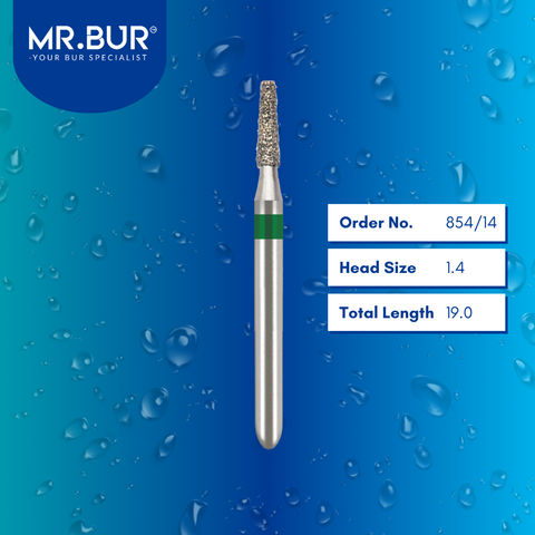 Mr. Bur 845 tapered flat end diamond bur 845/14 are tools used in multiple dental procedures. ISO 806 314 168 534 014 FG, Their tapered flat end heads are ideal for for effective crown and bridge preparation, shoulder margin preparation, and trimming and preparation for all composite materials. 