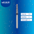 Mr. Bur 213Z Spiral Cool Cut Taper Round End Super Coarse Diamond Bur Short FG are tools used in multiple dental procedures, ideal for prophylaxis, crown cutting, cavity preparation, crown preparation, veneer preparation, use on fillings, chamfer margin bur, and are suitable for pediatric use.