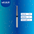 Mr. Bur 229Z Spiral Cool Cut Taper Round End Super Coarse Diamond Bur Short FG are tools used in multiple dental procedures, ideal for prophylaxis, crown cutting, cavity preparation, crown preparation, veneer preparation, use on fillings, chamfer margin bur, and are suitable for pediatric use.