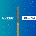 Optimize dental care with Mr. Bur 30pcs Gold Taper Round End Diamond Bur Short FG for all ceramic crowns, anterior/posterior teeth, chamfer margin, cavity/crown prep, cusp beveling, occlusal reduction, pediatric use, and veneers.