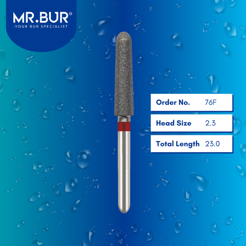 Mr. Bur 852 fine grit pre-polishing tapered round end diamond bur 76F are tools used in multiple dental procedures. ISO 806 314 199 514 023 FG, Their tapered round end heads are ideal for for effective crown and bridge preparation, chamfer margin preparation, and trimming and preparation for all composite materials.